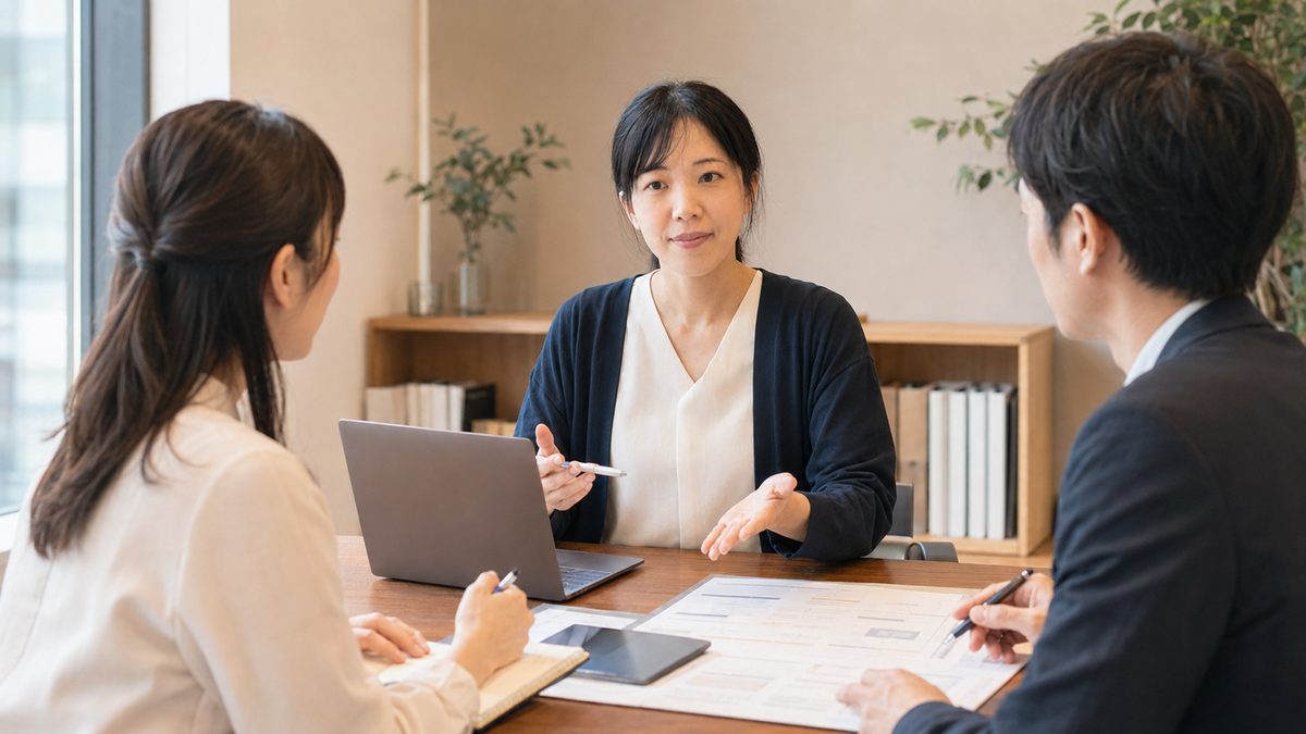 お客様の課題をヒアリングしながら説明する相談の様子